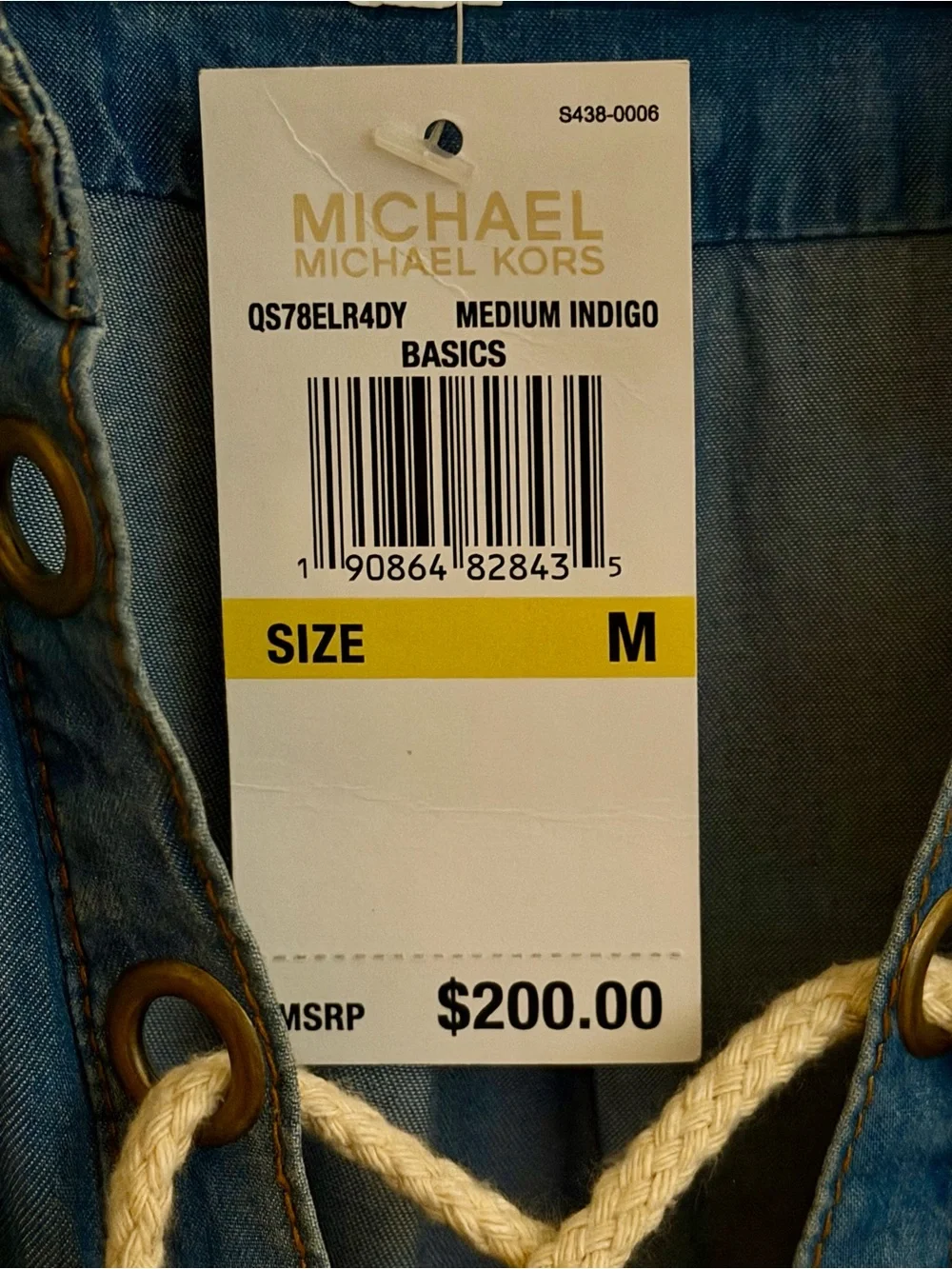 Michael Kors Blue Denim Lace-Up Romper